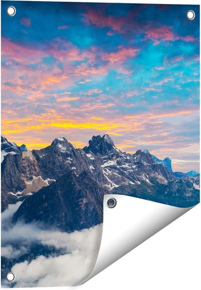 Gards Tuinposter Bergen Landschap met Wolken in Itali� - 40x50 cm - Tuindoek - Tuindecoratie - Wanddecoratie buiten - Tuinschilderij