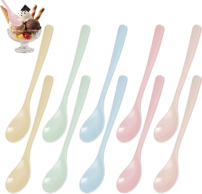 Kleurige Plastic Lepels voor Eieren en Desserts - Herbruikbare 16 cm Theelepels in 5 Kleuren, Perfect voor IJs, Yogurt en Dranken