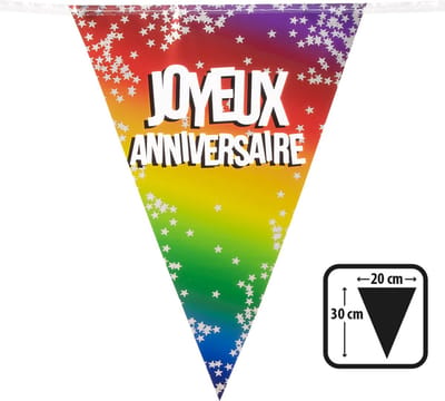 Boland - Folievlaggenlijn Rainbow 'Joyeux anniversaire' Multi - Regenboog - Regenboog