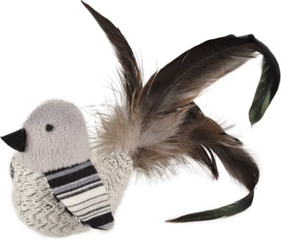 Flamingo - Kattenspeelgoed Pirin Vogel met Veren - Wit - 20 x 5.5 x 6.5 cm