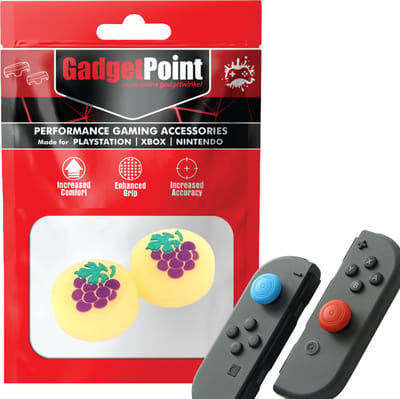 Gadgetpoint - Thumb Grips voor Nintendo Switch Joy-Con Controllers - Gaming Thumbgrips - Performance Anti-Slip Thumbsticks - Bescherming Accessoires - Fruit - Druif geel