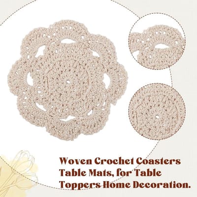 Stuks Ronde Katoenen Kant Onderzetters 15cm Gehaakte Tafel Placemats - Vintage Handgemaakte Gehaakte Doilies - Cup Mat voor Bruiloft Thee Party - Tafel Decoratie Eetkamer Beige .