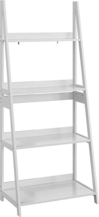 Merax Ladder Boekenkast – 4-laags Vrijstaand Display- en Opbergrek – Boekenplank en Decoratierek – Wit 63x39x150 cm
