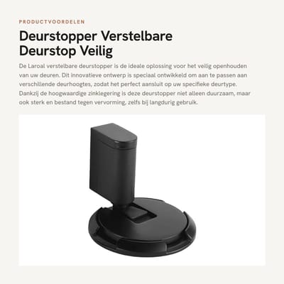 Dailygoods- Deurstopper Verstelbaar - Deurvastzetter - Deurstoppers voor Binnen - Deurstopper Zwart - Deurvanger - Zinklegering - Deurbuffer