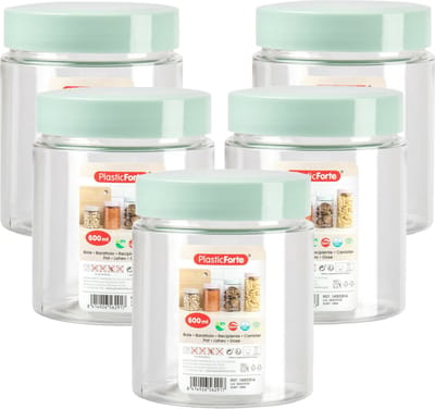 PlasticForte Voorraadpot/bewaarpot - 10x - 600 ml - kunststof - mint groen - B10 x H12 cm