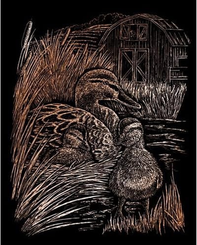 Kraskaart 20,3x25,4cm koper Eenden