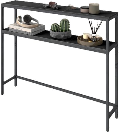 NordHaus Consoletafel - Haltafel - Sidetable - 2 Opbergniveaus - 100 x 20 x 80 cm Zwart