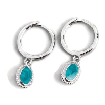 Aramat Jewels | Oorringen | Elegante Oorringen Hanger Ovaal Groen | | | |3mm | Zilver | Kinderen, Volwassenen | Verkleurd niet