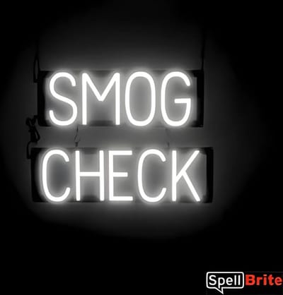 SMOG CHECK - Lichtreclame Neon LED bord verlicht | SpellBrite | 52 x 38 cm | 6 Dimstanden - 8 Lichtanimaties | Reclamebord neon verlichting