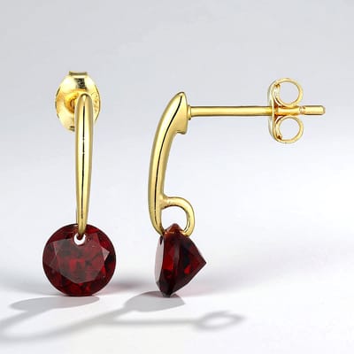 Cavill - Zilveren Oorbellen 925 Sterling Zilver Verguld - Mozambique Granaat Rond 1,59 ct - Elegante Rode Edelstenen - Luxe Sieraden