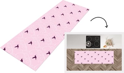 Keukenloper - Loper keuken - Vogel - Patronen - Roze - 150x50 cm - Keukenloper vinyl