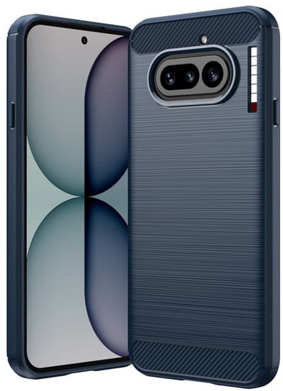 MobyDefend Hoesje - Geschikt voor Nothing Phone (4a) - TPU Backcover - Geborstelde Metaal & Carbon-Look - Blauw