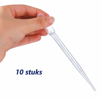 Okado Wegwerp Pipetten 3 ml (10 stuks) – Kunststof Doseerpipet Transparant – Voor Vloeistoffen & Precisiedosering – 15,5 cm – Morsvrij Overbrengen