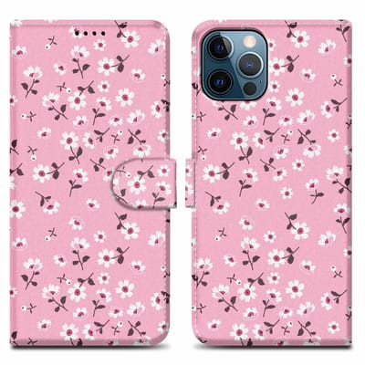 Cadorabo Hoesje geschikt voor Apple iPhone 12 PRO MAX - Design Bloemenregen No. 6 - Beschermhoes Case Cover met magnetische sluiting, standaardfunctie en kaartvakje