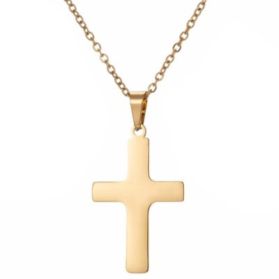 Fako Bijoux - Ketting Met Kruisje - Stainless Steel - RVS - Staal - Goudkleurig