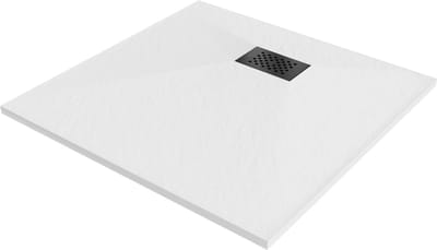Mexen Hugo vierkante douchebak SMC 70 x 70 , wit, zwarte afdekking - 42107070-B