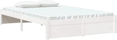 Massief Houten Bedframe Wit 120x200 cm - Stevig Ledikant voor Tweepersoonsmatras
