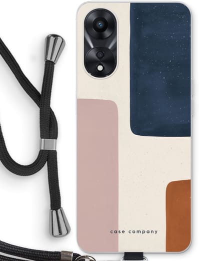 Case Company® - Hoesje met koord geschikt voor Oppo A78 5G hoesje met Koord - Geo #5 - Telefoonhoesje met Zwart Koord - Bescherming aan alle Kanten en Over de Schermrand