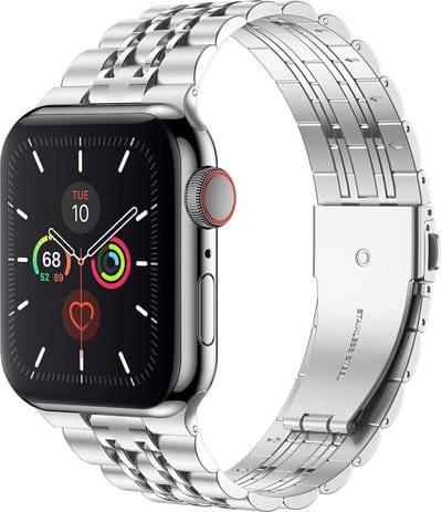 Stalen bandje - RVS - geschikt voor Apple Watch 1/2/3/4/5/6/7/8/9/10/11/ SE (1,2,3) met maat 38 mm / 40 mm / 41 mm en 42 mm (Watch 10/11) - zilver