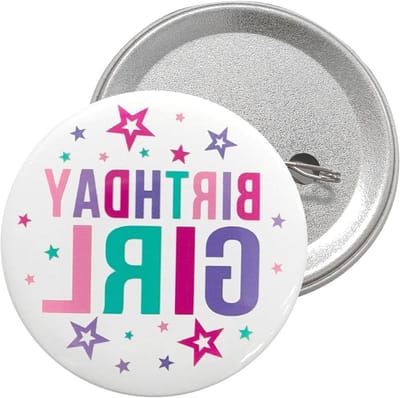 Verjaardagsbadge 6 cm met Speld | Kleurdruk Badge voor Verjaardag | Cadeaus voor Meisjes | Versieringen voor Verjaardagsfeest