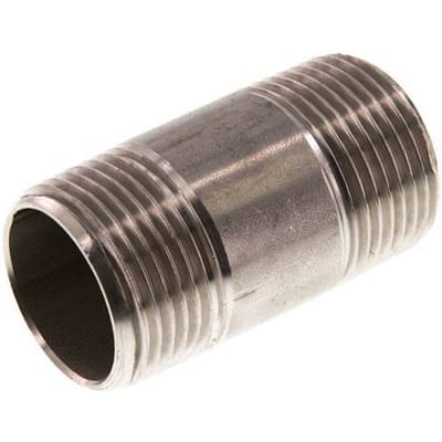 R 1'' RVS Dubbele Pijpnippel 20 Bar DIN 2982 - 60mm