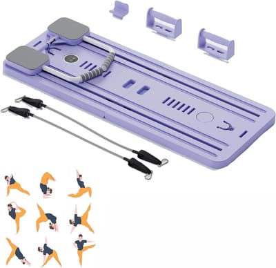 Pilates Board - Home Trainer - Kracht Opbouwen - Inclusief Weerstandsbanden - 106x41cm - Grijs