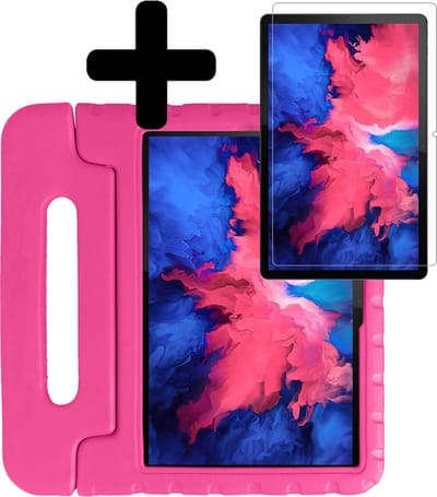 Hoes - Geschikt voor Lenovo Tab P11 Plus - Met Screenprotector - Kinderhoes Shockproof Bumper - Kidsproof Case - Tablet Hoesje - Kinder Hoesje Cover - Roze