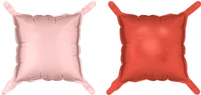 Dubbelzijdig vierkant folieballongordijn, roze-rood, 35 x 35 cm (1 verpakking / 4 stuks)