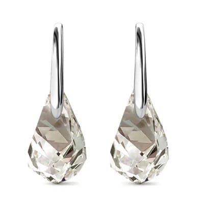 Sterling zilveren oorhangers - Verguld - kleur wit goud - Druppelvorming Zwitsers kristal - SSHA Coating - 3cm - The Jewellery Salon - Elegant & Hypoallergeen