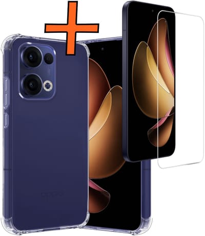 Hoes - Met Screenprotector - Geschikt voor Oppo Reno 13 - Sterk & Shockproof - Siliconen Case - Back Cover - Telefoon Hoes - Shock Proof - Transparant
