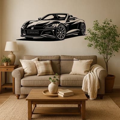 BR2Laser MG Cyberster – Wanddecoratie – Lasergesneden Hout – Autokunst – 35 cm Breed