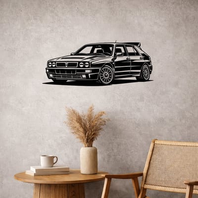 BR2Laser Lancia Delta Integrale Evo 2 – Wanddecoratie – Lasergesneden Hout – Autokunst – 35 cm Breed