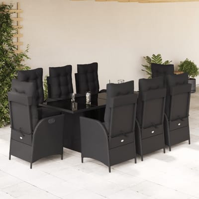 vidaXL - 9-delige - Tuinset - poly - rattan - zwart
