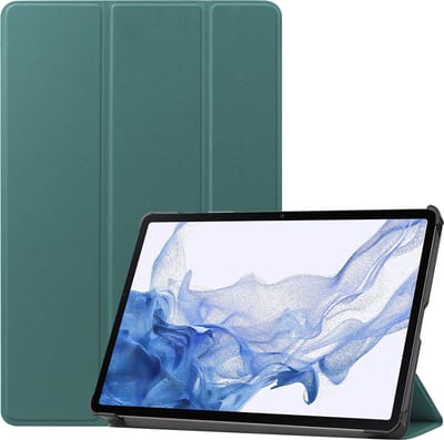 Hoesje - Geschikt voor Samsung Galaxy Tab S10 Plus - Dun & Stevig - Hard Cover Case - Trifold Bookcase Hoes - Met Uitsparing Geschikt voor S Pen - Hardcover Book - Tablethoes - Donkergroen