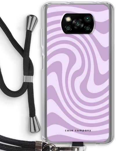 Case Company® - Hoesje met koord geschikt voor Poco X3 Pro hoesje met Koord - Swirl Paars - Telefoonhoesje met Zwart Koord - Bescherming aan alle Kanten en Over de Schermrand