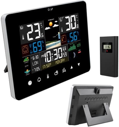 Draadloos weerstation - Buitensensor - Weer voorspellen - Met buitensensor - 165 x 127 cm - Zwart