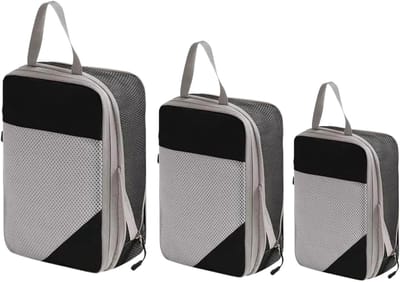 Reis Opbergset - Bagage Organizers - Ruimte Besparen - Compressie Rits - Verschillende Maten - Zwart