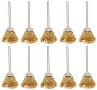 Dailygoods - Messing Draad Borstel - Mini Borstel Set - Voor Metalen Reiniging - 10 Stuks - Roest Verwijdering - Voor Roterende Gereedschappen