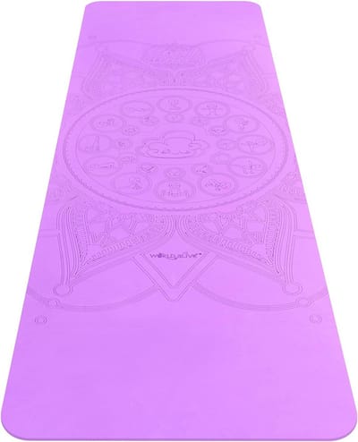Yogamat - Oefenmat - Yoga Beoefenen - Met Houdingen - 6 mm dik - Paars