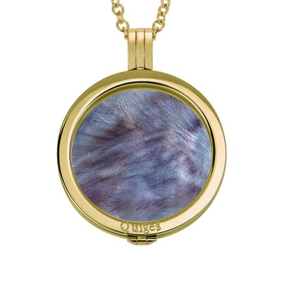 Quiges - Munthouder met Ketting en Munt 33mm Schelp Multi Paars - RVS Goudkleurig - ERHS250
