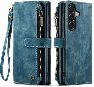 CaseMe C30 Hoesje Geschikt voor Samsung Galaxy A57 | Wallet Zipper Book Case met Pasjeshouder | Beschermhoes met Portemonnee | Blauw
