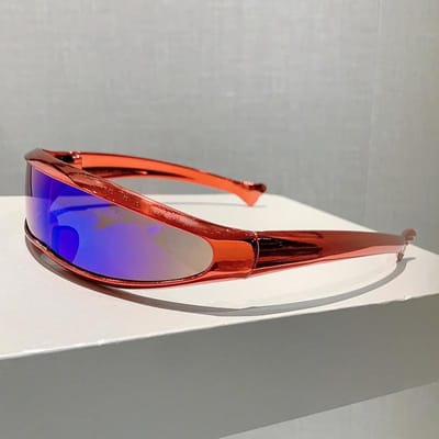 Futuristische Eendelige Spiegel Gepersonaliseerde Gegalvaniseerde Zonnebril Dames Heren Y2K Steampunk Bril Rave Party Bril UV400 brown