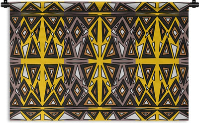 Wandkleed - Wanddoek - Afrika - Geometrie - Patronen - 90x60 cm - Wandtapijt