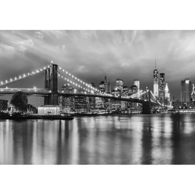 Komar Colours - Fotobehang Brooklyn Black & White - Fotobehang New York - Behang - Inclusief Lijm - 368 x 254 CM.