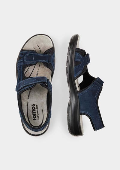 Leren sandalen met klittenbandsluiting - marine - Gr. 36 van Goldner Fashion