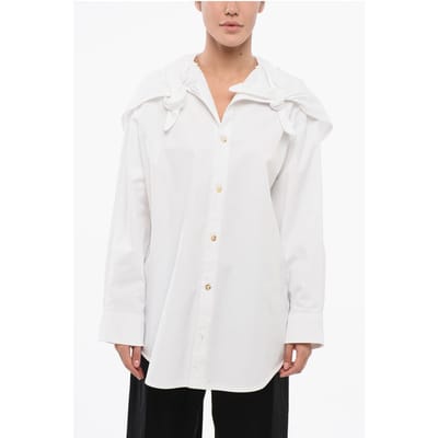 Oversized overhemd met geknoopte details in wit