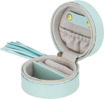 Sieradendoos Rond - Juwelendoosje Opbergdoos - Sieraden Opbergen - Zachte Binnenvoering - 5 x 8 cm - Mint