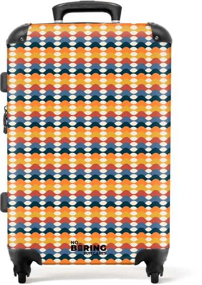 NoBoringSuitcases.com - Grote koffer - Retro disco 70s patroon kleurrijk - Kinderkoffer geschikt voor jongen en meisjes - Reiskoffer met 4 wielen - Trolley op wieltjes - Rolkoffer groot kinderen - 72 liter - Ruimbagage valies 20kg