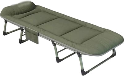 Veldbed met matras - Kampeerbed vouwbed - Buiten ontspannen - Verstelbare rugleuning - 180x60cm - Groen