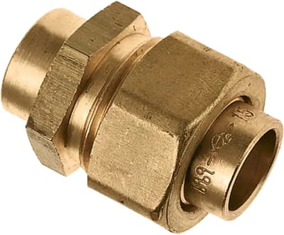 Bonfix 2- en 3-delige messing koppelingen 3-delige rechte koppeling 12 x 12 - met vlakke dichting voor gas || 2x capillair